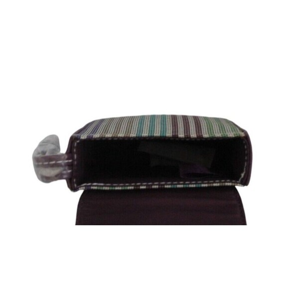 Womens Tote Canvas Large Handbag Purple Striped Fashion Bag With Wristlet NWOT - Picture 8 of 9